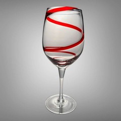 Pier 1 Imports Red Swirline Wine Glasses Goblets 8.75” Tall Hand Blown Set of 4