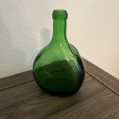 Pilgrim Glass Green Decanter Vase 8”Applied Seal Handmade USA Blown Art Glass