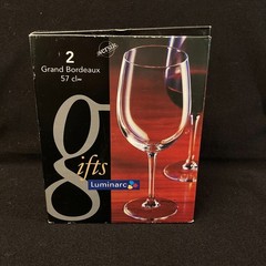 Vtg Luminarc Grand Bordeaux Wine Glasses | Oversize Set of 2 | Made In France