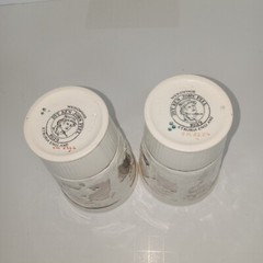 RARE 1940’s Wedgwood Signed Numbered Ceramic Glasses with Silver Trim & Accents