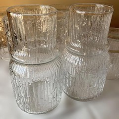 HOYA Icy Textured Bedside Carafe Tumbler Glass D6.4cm H12cm 8 Set