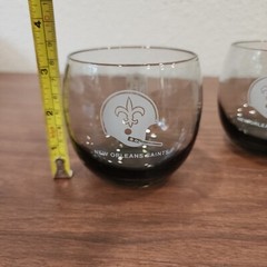 2 Vintage 1970s New Orleans Saints Smoked Glasses NFL Tumbler Glass Rolly Polly