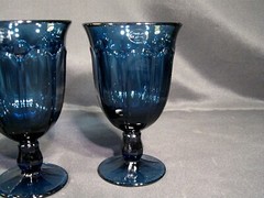 Noritake Provincial Colonial Dark Blue Iced Tea Glasses Set of 4