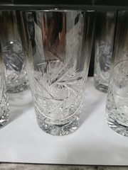 RARE Ombre Crystal PINWHEEL Star Highball Glass Set Of 6 No Flaws/chips