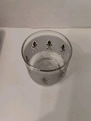 Vintage Libbey Fleur De Lis Silver Frosted Whiskey Rocks Glass MCM