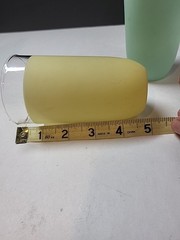 VINTAGE 2 FIRED-ON Color MCM Drinking Glasses Green & Yellow 4.5 » Tall