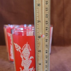 Set Of 5 1960’s Culver Red & Gold Highball Drinking Glasses Dancer Thai Goddess