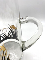 Culver Glass 24k Gold Vintage Iced Tea Water Pitcher Black & Gold Irises, 9″