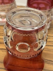 Tiffin Glass Kings Thumbprint Ruby Red Flash Flat Juice Glass Set Of 4