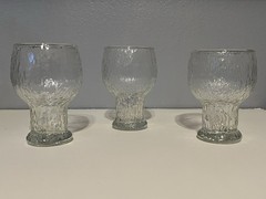 Vintage MCM Indiana Glass Glacier Clear Water Goblet Drinking Glasses Set of 3
