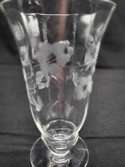 Set of 2 Libbey Rock Sharpe HALIFAX Stem Footed Water Goblet Glass Etched Floral