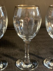 3 – CRYSTAL CLEAR IMPERIAL OPTIC WINE GLASSES WITH GOLD TRIM