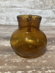 Handmade Artland Iris 90 oz Glass Pitcher in Amber With Bubble Seeding – Rare