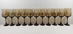 11 Libbey Connoisseur Tawny Water Goblets Set Vintage Elegant Stemware Retro Lot