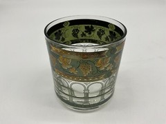 Vintage Cera ‘Golden Grapes’ Green Rocks Glasses 22-Karat Gold Old Fashioned MCM