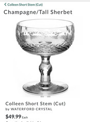 Set 4 Vintage WATERFORD CRYSTAL Colleen 8 oz. Champagne Sherbet Glasses IRELAND