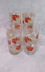 4 Libbey Royal Norfolk Crisa Pumpkins Fall Harvest Hball/Tumbler Glasses 16 Oz