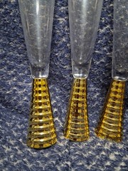 Vintage Gold Screw 10″ Solid Bottom Champagne Flutes Set of 4