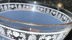 Vtg Set 8 JEANNETTE GLASS Corinthian Blue Greek Roman Whisky Tumbler Wedgewood