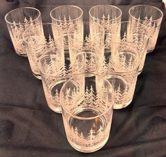 Vintage «Frosty Pines» Old Fashioned Glasses By Libbey Set Of 10