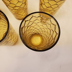 Vtg Anchor Hocking Set of 6 Amber Honeycomb Iced Tea Glasses