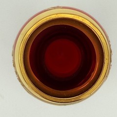 Bohemian Ruby Glass Decanter Set Gold Gilt Enamel Cordial Glasses Czech Vintage