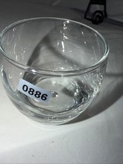 Bubble In Base, Round-shaped Glass. 3 1/2” Tall. 3 1/8” Across Rim. EUC!
