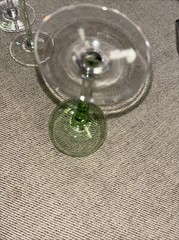 Set Of 8 Antique Wine Glasses With Green Stems