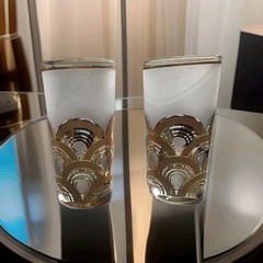 Signed VTG MCM Pair of Culver Ltd «Clouds» Highball Glasses with 22K Gilded Gold