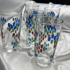 MCM Five Multicolor Grapes Tumblers Water / Juice Glasses. See pics.