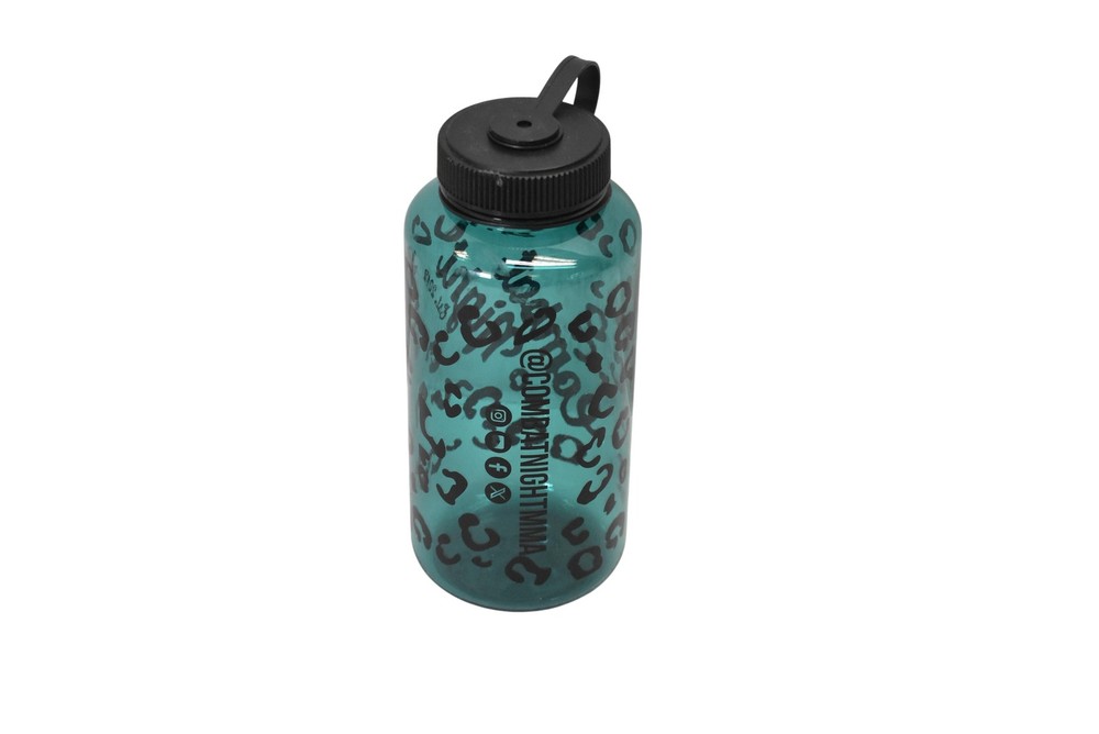 Combat Night MMA Tumbler Glass Green 30 Oz Branded Leopard Print With Lid