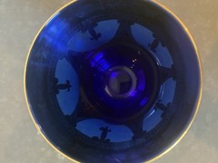 Arte Italica Medici Cobalt Blue Gold Gilded Crystal Glass Goblet 24K EUC