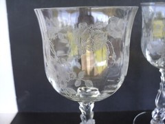 Fostoria «Willowmere» Pattern Wine/ Water Glasses – 7.25″ – Set of 4 – – 10 ozs