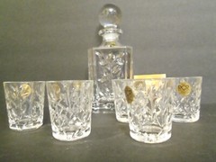 RCR Royal Crystal Rock Laurus Liquor Set 7 Pc Italy Decanter and Glasses