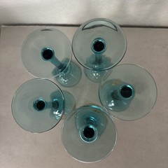Vintage Teal Bohemian Decanter Set Gold Rose Flower Wine Decanter & 5 Glasses