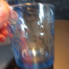 Pasabahce Cirque Bubble Ring Blue 4 Low Ball Glasses 4″ tall