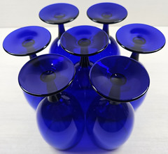 7) Pier 1 Cobalt Blue Iced Tea Glass Set Elegant Stemware Drinking Bar P1C13 Lot
