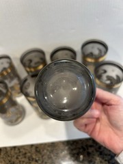 8 Vintage MCM Culver Ming Smokey Stallion Horse Gold 5.5″ HIGHBALL GLASSES