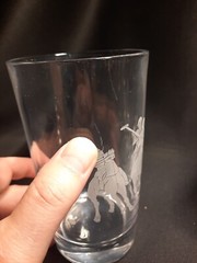 3 Etched Tumbler Highball Glasses w Polo Player on Horse 6″ Ralph Lauren