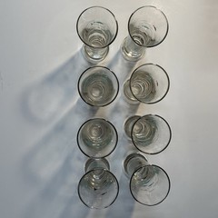 (8)Vintage Libbey Mid Century Modern MCM 4.5″ Aqua Atomic Fish Tumbler Glass