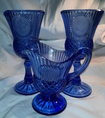Vintage Fostoria Cobalt Washington Goblets And Pitcher Set
