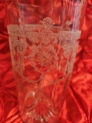ANTIQUE HEISEY ETCHED DRINKING GLASS 5.5″ 5-1/2 INCH CLEAR BARWARE STARBURST
