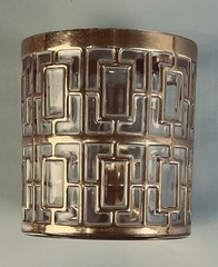 Imperial Glass Shoji Trellis 22K Gold 12oz. Double Old Fashion Glasses Set of 7