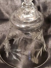 🥂VTG. XL Wine Water Cocktail Glass w/Etched Base Bulbous Stem 🍷