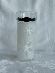 Vtg MCM Atomic Snowflake Black Diamond Frosted Tumbler High Ball Glass