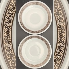 Pyrex Tableware by Corning Mocha 2 Piece 796 Cup Saucers c1960s Made in USA
