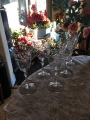 Vtg Cambridge Etched Glass Water / Ice Tea /Wine Drinking Glasses Lucia Set 5