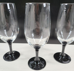 3 Luminarc Domino Signature Black Iced Tea Set Clear Bowl Elegant Cristal France