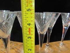 VINTAGE SET OF 6 CRYSTAL LONG STEM SHOT CORDIAL LIQUEUR TRUMPET FLUT (EZS004401)