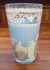 VTG Jeanette Jasperware Hellenic Blue Greek Drinking Glass Retro Drinkware
